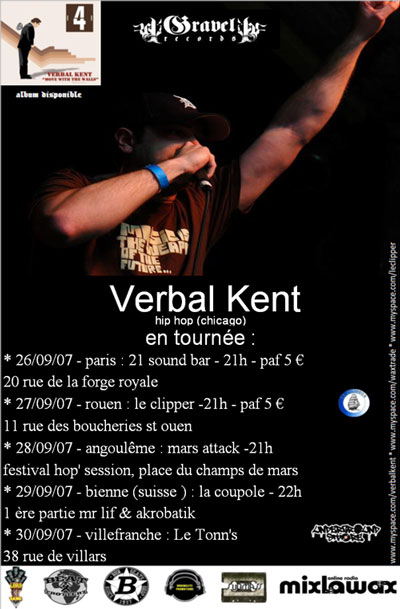 verbal kent en tournée france paris rouen angouleme villefranche septembre 2007 