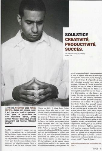 lire article de chicago soulstice dans rap ss magazine ecrit pas vee one