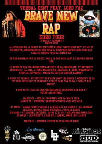 verbal kent brave new rap tour dates 2009