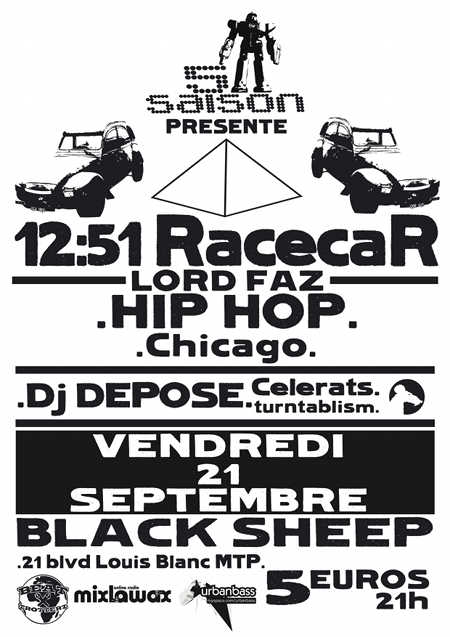 12:51 RacecaR concert hip hop le Black Sheep Montpellier vendredi 21 septembre 2012