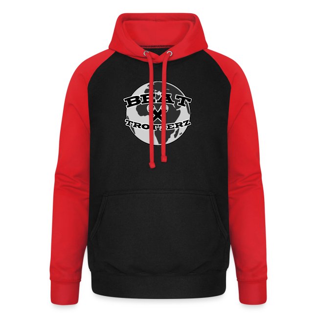 Unisex Baseball Hoodie Anthem Logo, black / red, front