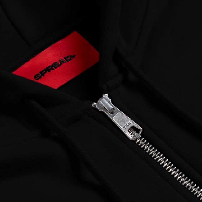 Casual Organic Hooded Jacket Anthem Logo, black, details