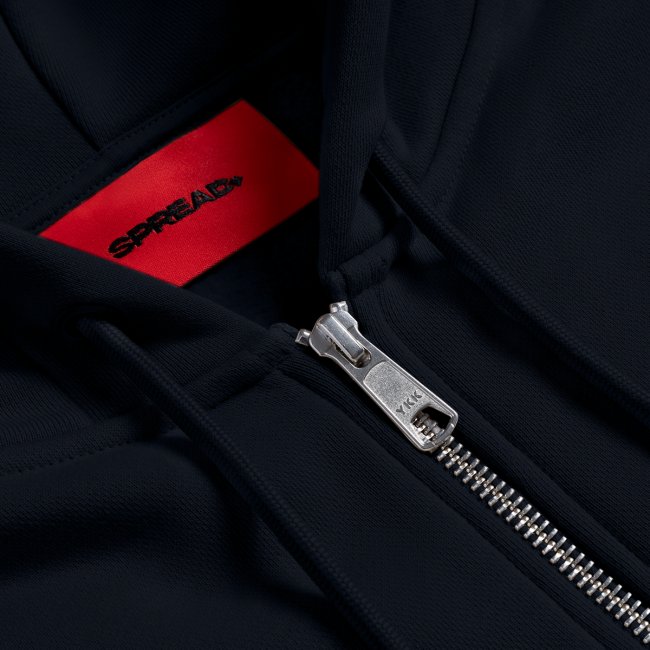 Beat Trotterz Apparel: Casual Organic Hooded Jacket Anthem Logo, dark navy, details