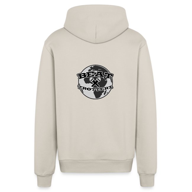 Beat Trotterz Apparel: Casual Organic Hooded Jacket Anthem Logo, white cream, back