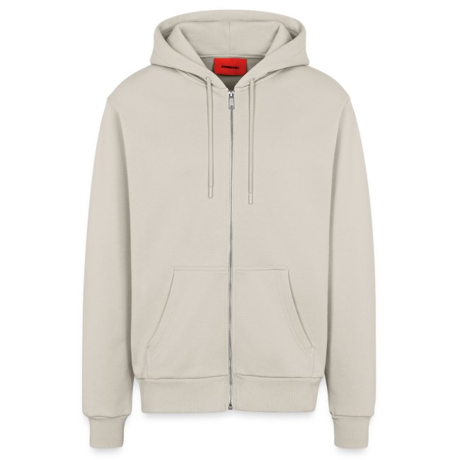 Beat Trotterz Apparel: Casual Organic Hooded Jacket Anthem Logo, white cream, front