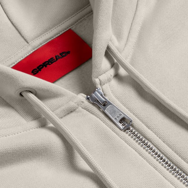 Beat Trotterz Apparel: Casual Organic Hooded Jacket Anthem Logo, white cream, details