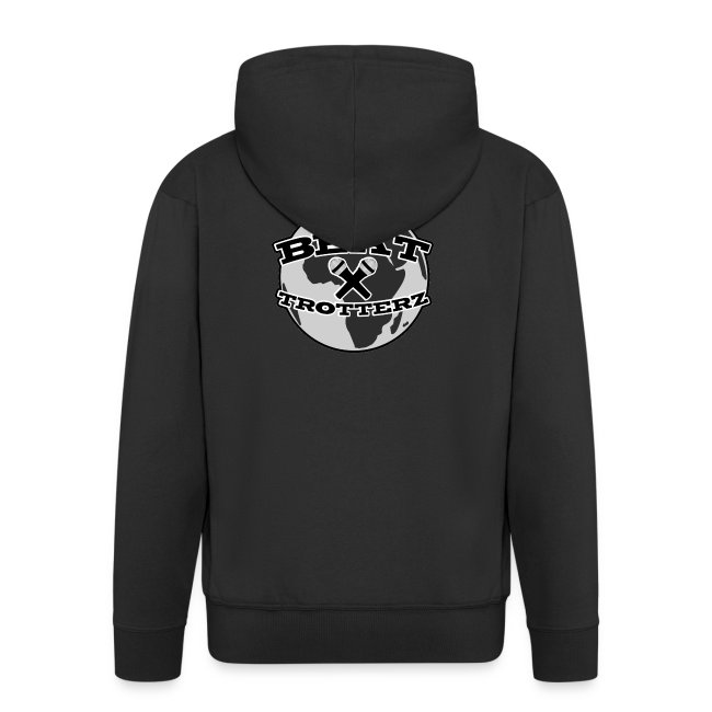 Beat Trotterz Apparel: Premium Hooded Zip Anthem Logo, black, back