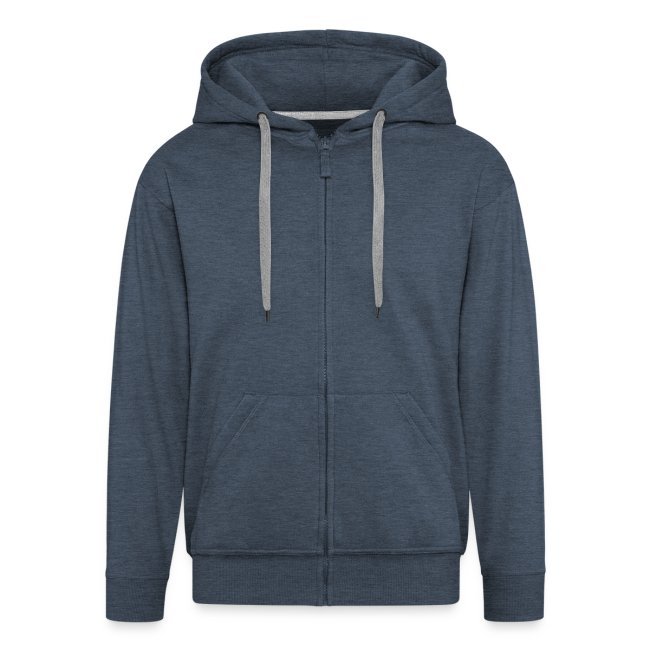eat Trotterz Apparel: Premium Hooded Zip Anthem Logo, blue jean, front