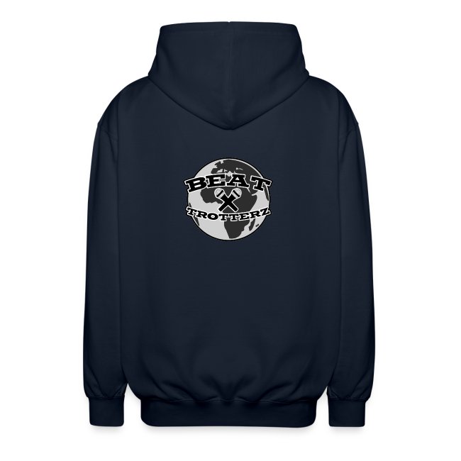 Beat Trotterz Apparel: Unisex Cotton Hooded Jacket Anthem Logo, dark navy, back