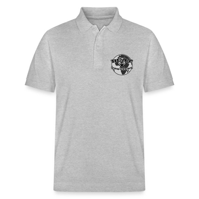 Beat Trotterz Apparel: Unisex Organic Prepster Polo Anthem Logo, heather grey, front