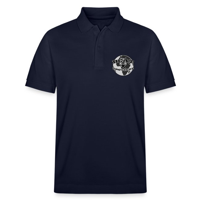 Beat Trotterz Apparel: Unisex Organic Prepster Polo Anthem Logo, navy blue, front