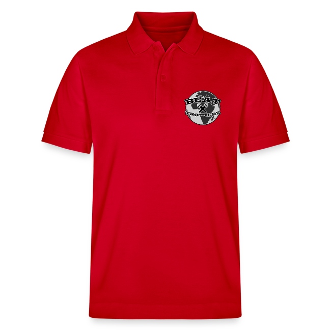 Beat Trotterz Apparel: Unisex Organic Prepster Polo Anthem Logo, red, front
