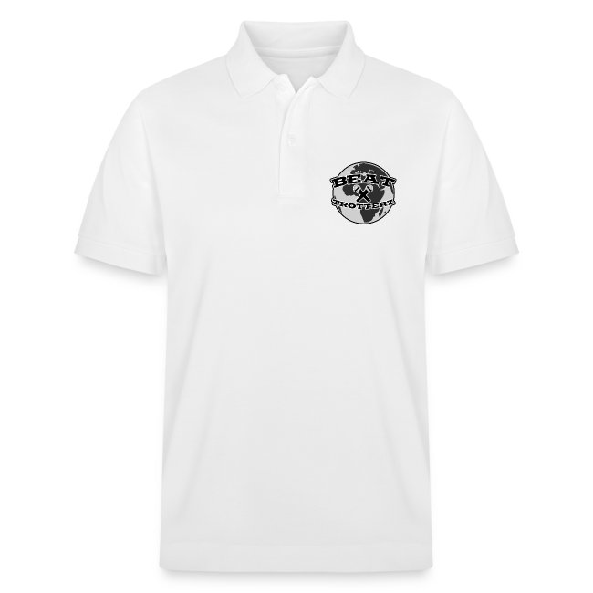 Beat Trotterz Apparel: Unisex Organic Prepster Polo Anthem Logo, white, front