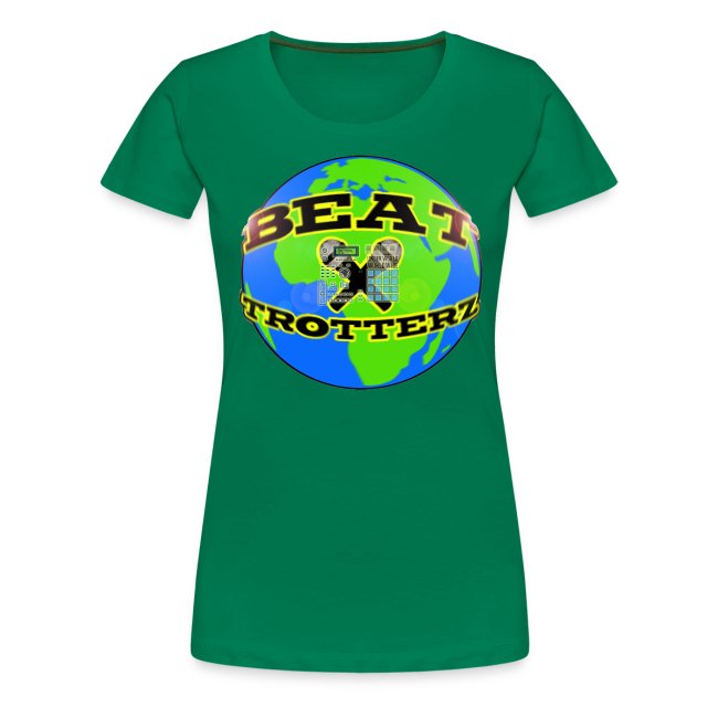 Beat Trotterz Apparel: Premium Women Tee ECO Beat Trotterz Anthem Logo, green, front