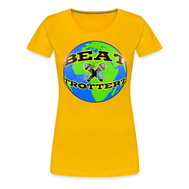 Beat Trotterz Apparel: Premium Women Tee ECO Beat Trotterz Anthem Logo, yellow, front