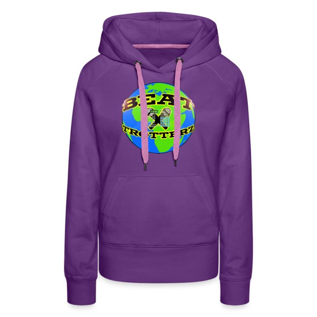 Beat Trotterz Apparel: Premium Hooded Women Beat Trotterz EcoLogo purple, front