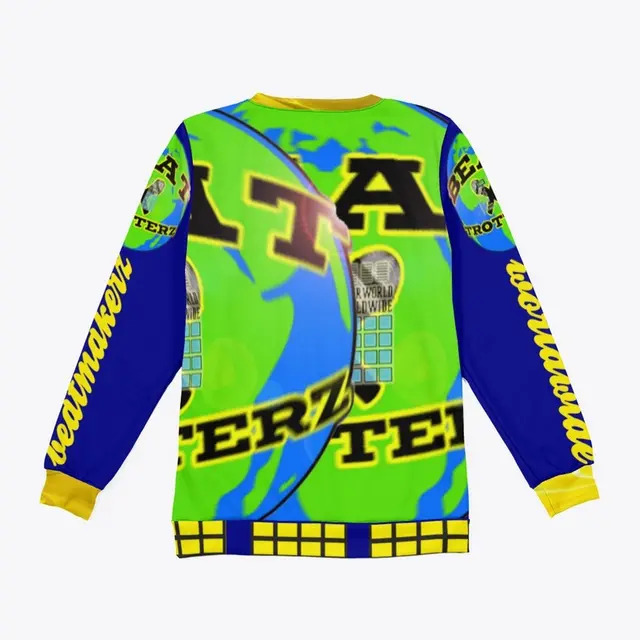 Beat Trotterz Apparel: Unisex AllOverPrint Beat Trotterz EcoLogo Crewneck back, navy