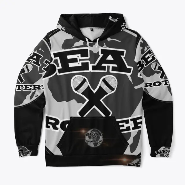 Beat Trotterz Apparel: Unisex All Over Print Hoodie OG Logo, front